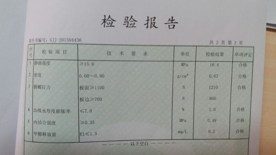 克诺斯邦板材检测报告